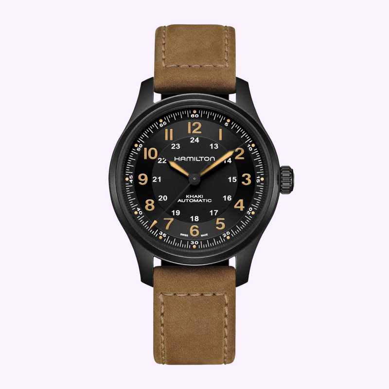 Hamilton Khaki Field Titanium Auto H70665533 black PVD titanium at Lexor Miami