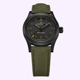 Discover the Hamilton Watches Call of Duty: Modern Warfare 4 KHAKI FIELD H69469930 SPECIAL EDITION, a rugged timepiece crafted by Hamilton Watches. This special edition watch showcases military-inspired design elements, including a sleek black case, textured dark dial, and an olive green fabric strap evoking classic field gear. Signature details such as the yellow triangle at 12 o’clock, yellow-tipped second hand, luminous hands for optimal visibility, and contrasting dark grey numerals on a light