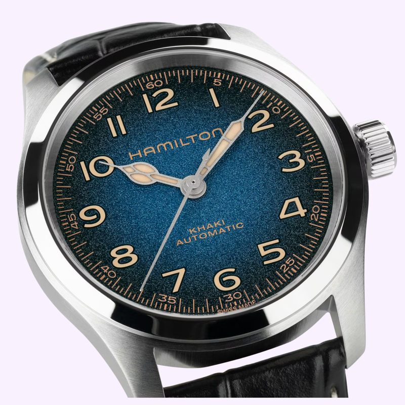 Hamilton Khaki Field Murph 38mm H70405740 blue gradient dial close-up