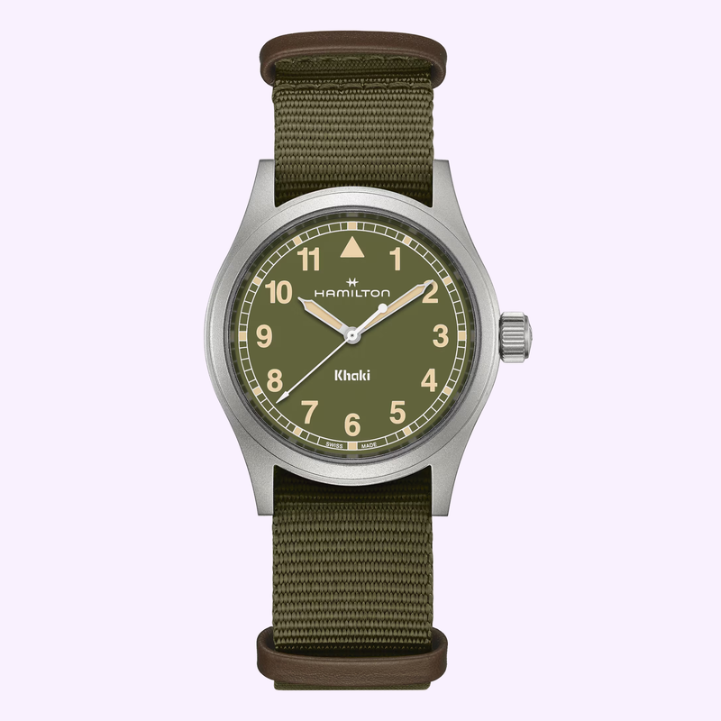 Hamilton Khaki Field Quartz 38mm H69401960 with khaki green dial and NATO strap