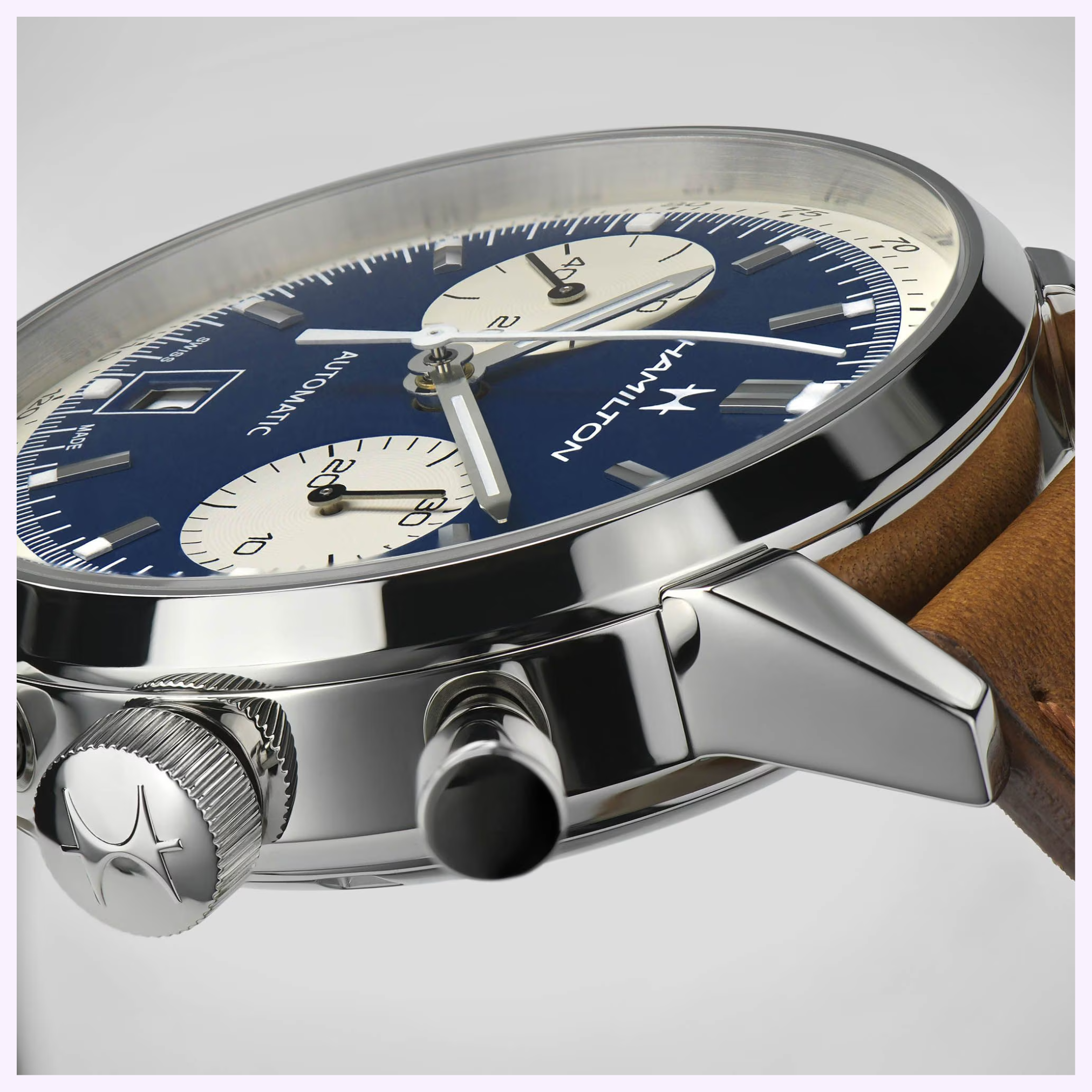 Angle Closeup View Hamilton watches  American Classic Intra-Matic Auto Chrono H38416541