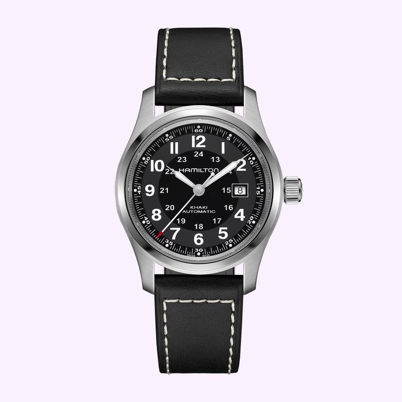 Hamilton Khaki Field Auto 42mm H70605733 black sunburst dial automatic at Lexor Miami