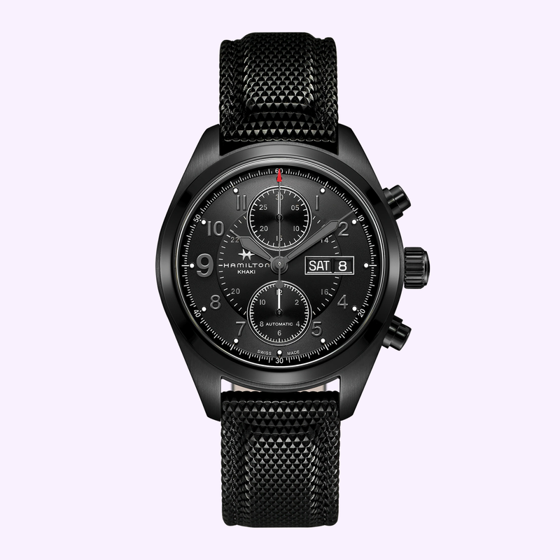 Hamilton Khaki Field Auto Chrono 42mm H71626735 black PVD automatic chronograph at Lexor Miami