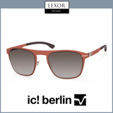Ic! Berlin Herzberge Clay Unisex Sunglasses by Ic Berlin Sunglasses, featuring square brown stainless steel frames and gradient lenses, are displayed on a white background with the Lexor Miami and Ic! Berlin Herzberge logos above and below.