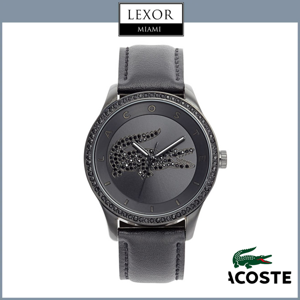 Lacoste 2000823 'Victoria' Crystal Logo Leather Strap Watch, 40mm Women Watches Lexor Miami