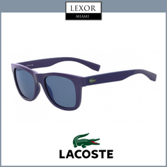 Lacoste L3617S 48/17/MATTE BLUE NAVY sunglasses featuring dark lenses and a small green crocodile logo on the side. The image shows "LEXOR MIAMI" at the top and the Lacoste logo with a green crocodile at the bottom.