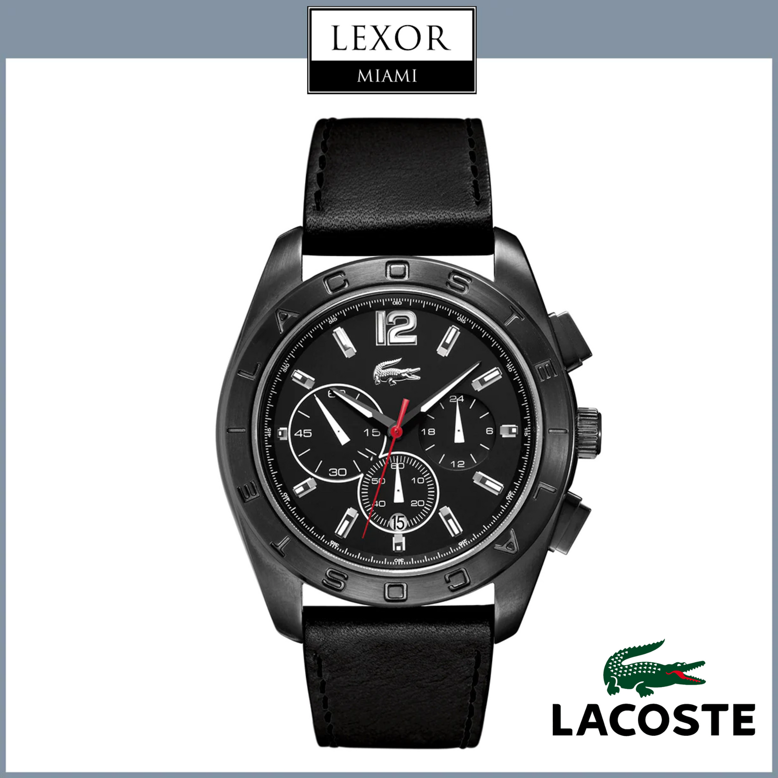 Lacoste LC2010609 Panama Black Dial Black Nylon Strap Men Watches