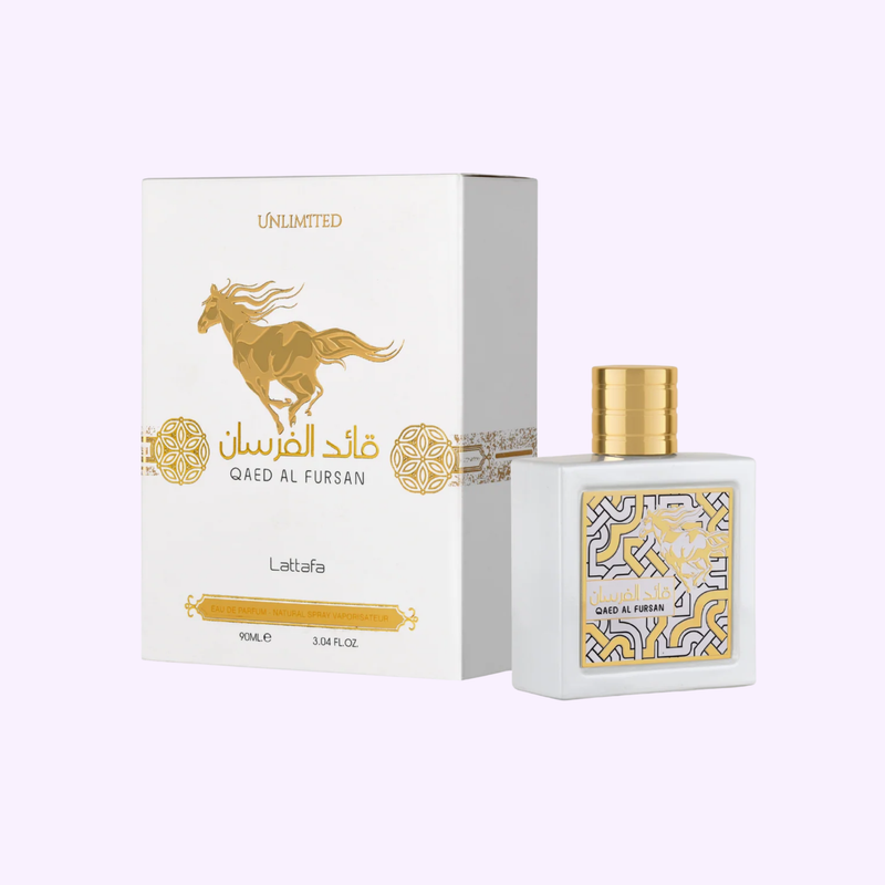 Lattafa Qaed Al Fursan Unlimited bottle with packaging