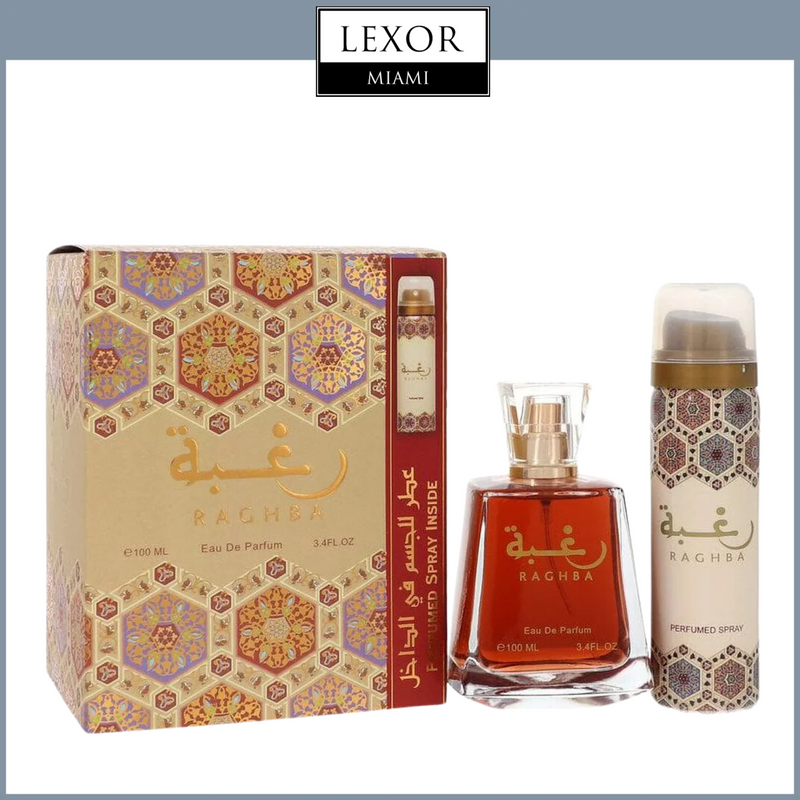 Perfume para hombre LATTAFA Raghba 3.4oz EDP + 1.7 Deo Spray para hombre