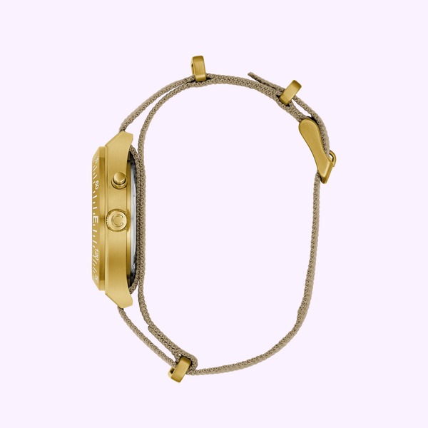 Bulova Taupe Dial Nylon Strap Light Up Carevelle  44C113 Watches 042429606319