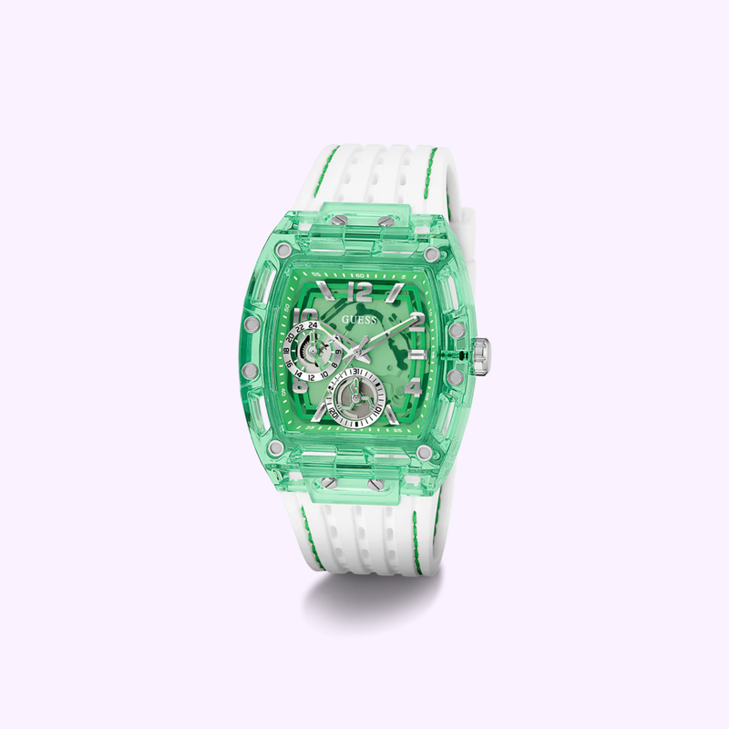 Guess Watches Mens White Green Multi-function GW0499G10 upc:091661563997