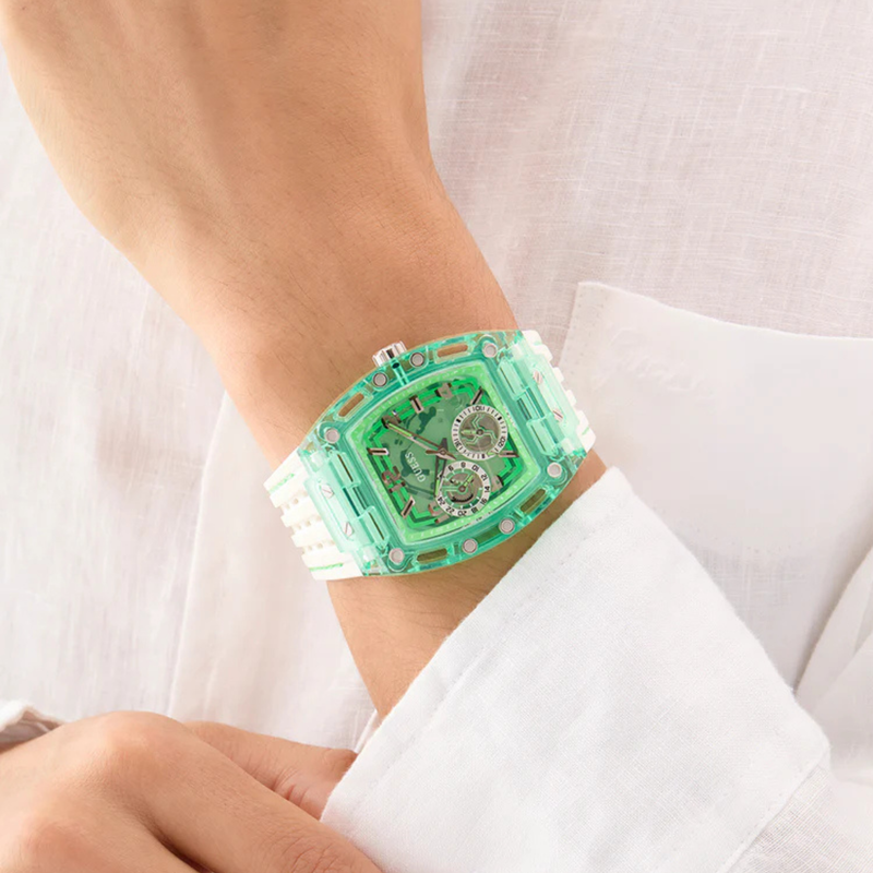 Guess Watches Mens White Green Multi-function GW0499G10 upc:091661563997