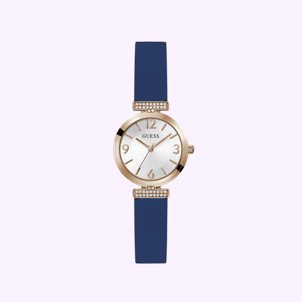 Guess Watches Ladies Blue Rose Gold Tone Analog WatchGW0912L3 upc:091661564598