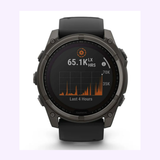 Garmin Watches 010-02907-10  fēnix® 8 – 51 mm, Solar Sapphire, Carbon Gray DLC Titanium with Black/Pebble Gray Silicone Band
