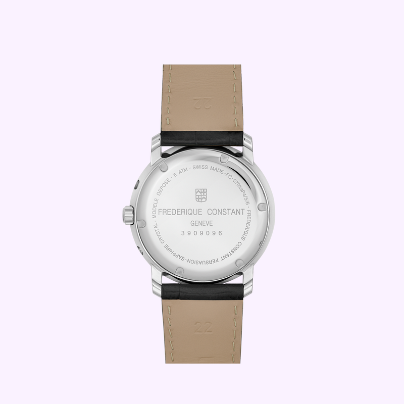 Frederique Constant Business Timer FC-270SW4P26 Swiss quartz moonphase watch available at Lexor Miami authorized dealer