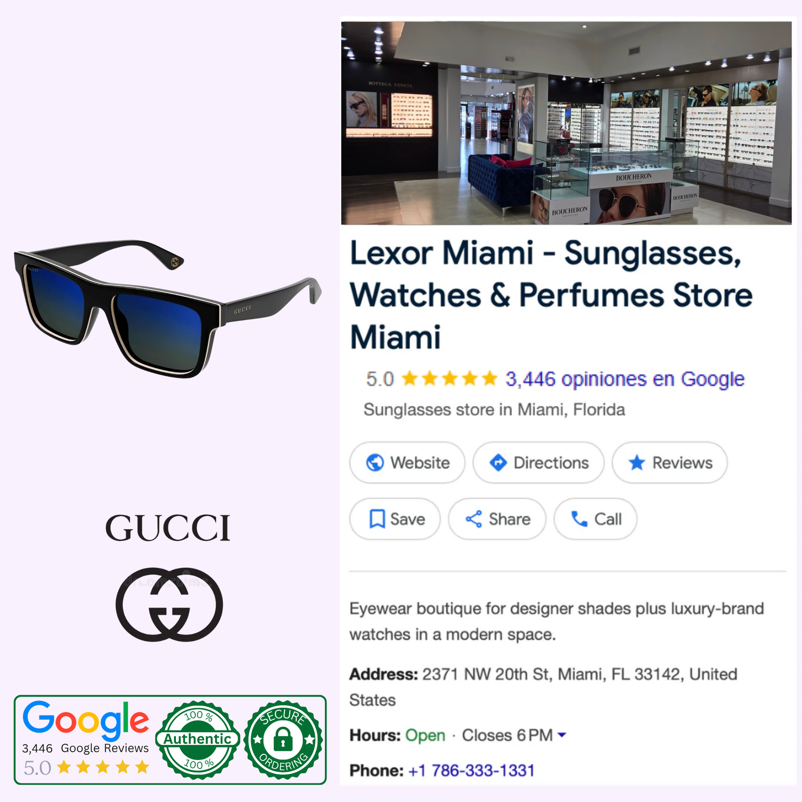 Gucci Sunglasses GG1618SA-003 56 Upc 889652476506 – Lexor Miami