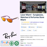 Ray-Ban RB2140 611169 50 unisex sunglasses by Ray-Ban Sunglasses, featuring orange mirrored lenses and a purple frame. Displayed at an angle with Ray-Ban and Lexor Miami logos. Stylish eyewear ideal for any look. trust image
