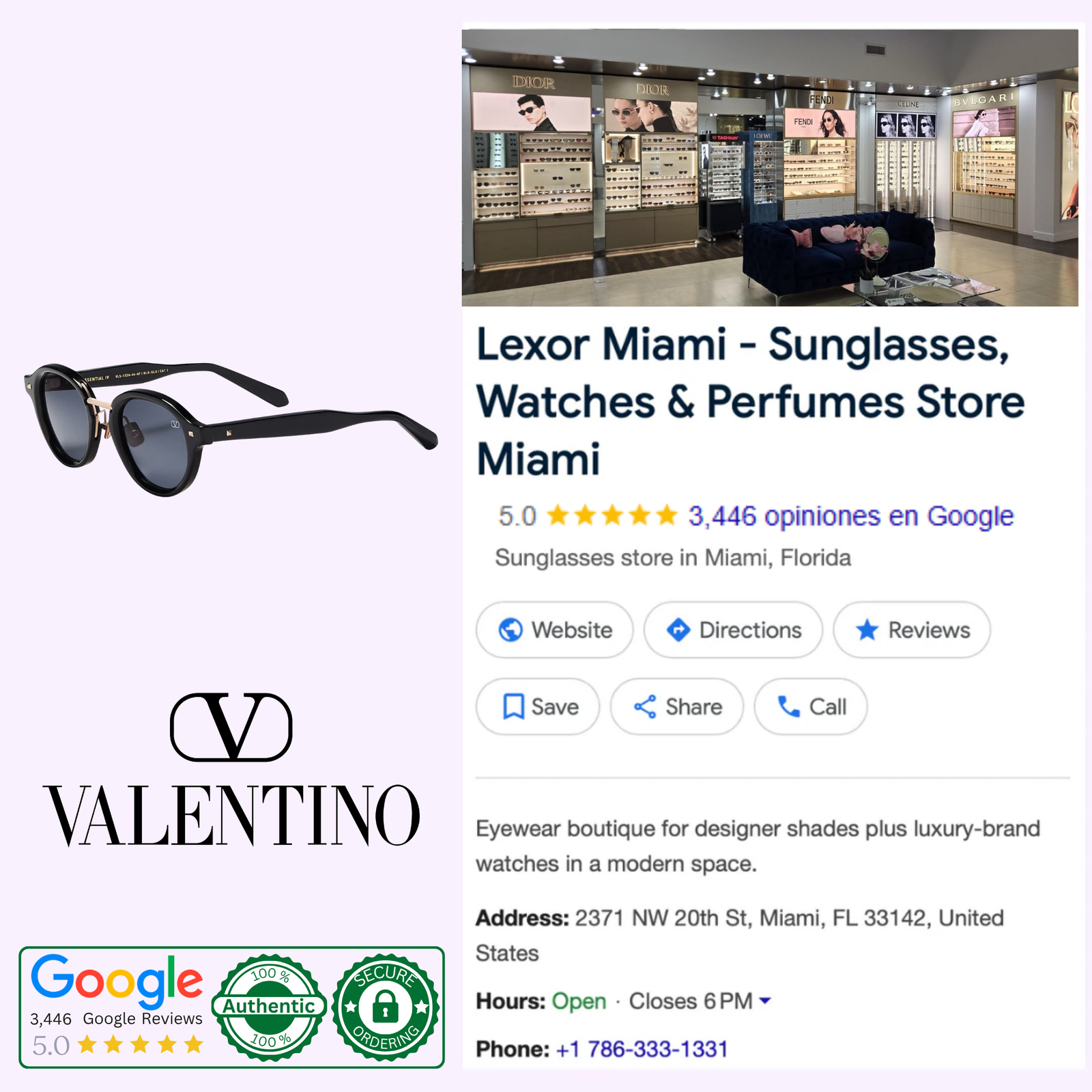 Valentino Sunglasses V - ESSENTIAL - IV VLS-132A-46 – Lexor Miami