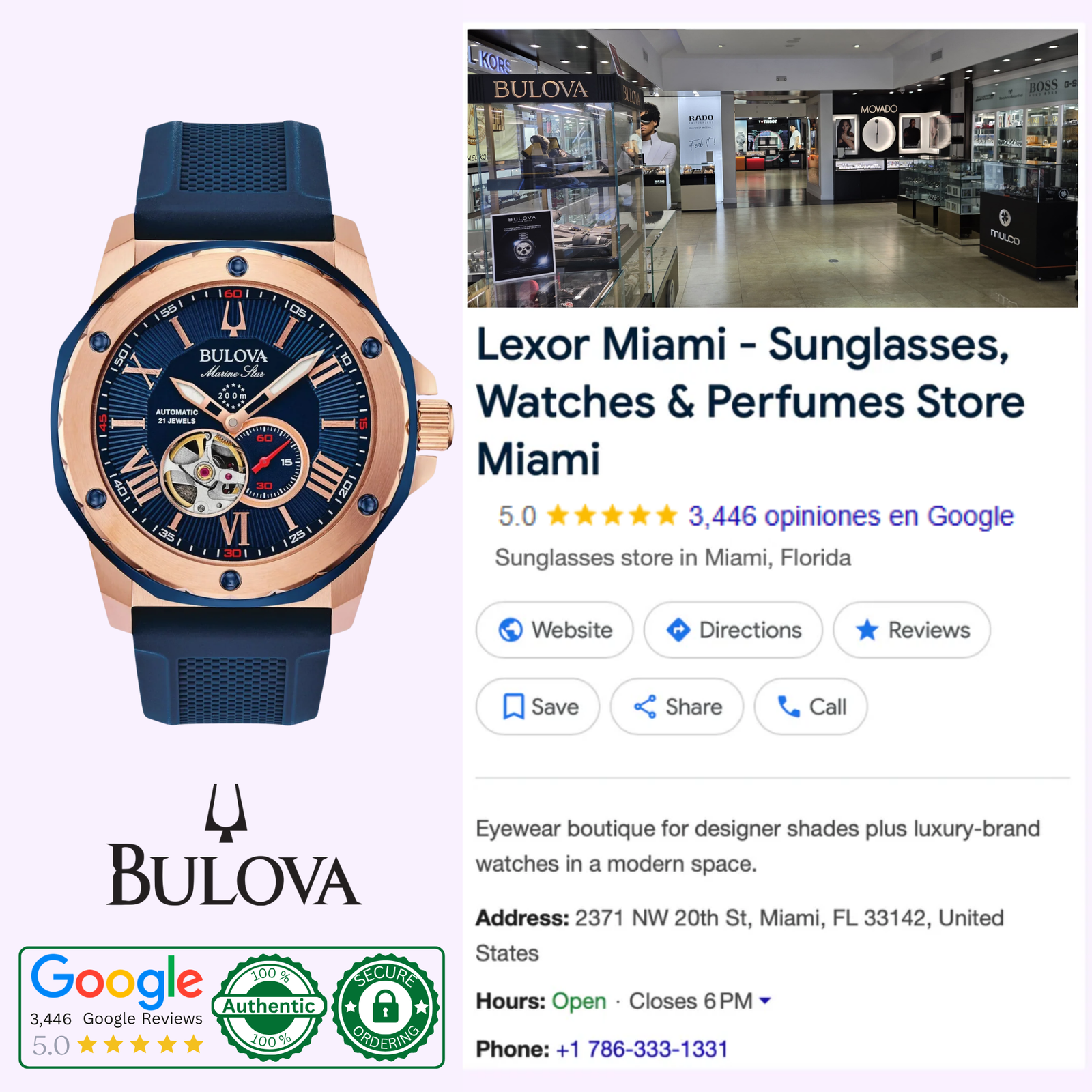 Bulova 98A227 Marine Star Automatic Blue Silicone Strap Men