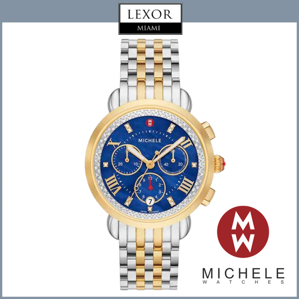 Reloj de acero inoxidable con diamantes en dos tonos Michele MWW01C000144 Sport Sail