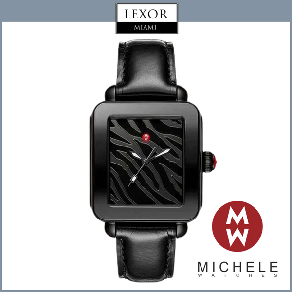 Michele MWW06K000050 Deco Sport Noir Black Leather Strap Unisex Watches