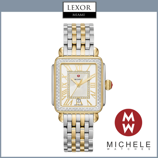 Michele MWW06T000144 Deco Madison Diamond 2 Tone Stainless Steel Strap Women Watches