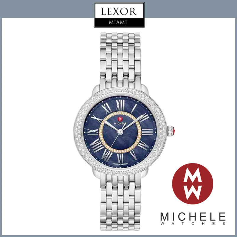 Reloj de acero inoxidable con diamantes Michele MWW21B000162 Serein Mid