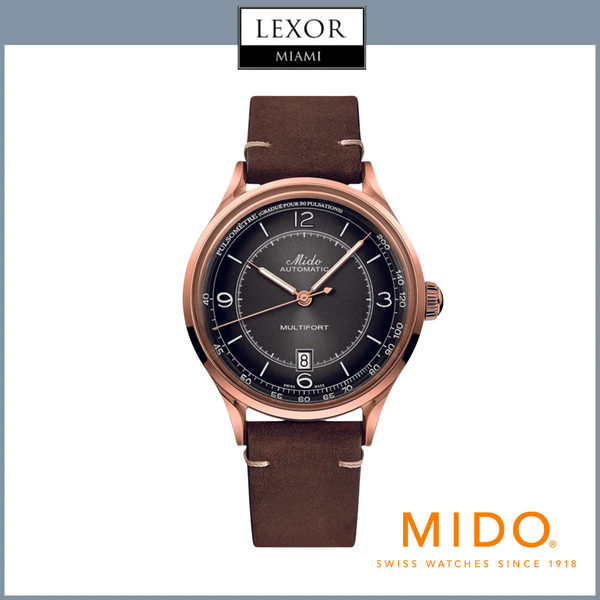 Mido M0404073606000 Multifort Patrimony Brown Leather Strap Men Watches