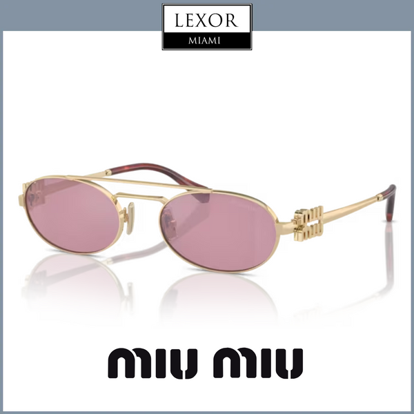 MIU MIU 0MU 54ZS ZVN70D 53 Óculos de sol femininos em metal polido dourado claro