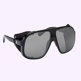 Black oversized Moncler Diffractor ML0206 05C 66 navigator-style sunglasses with side shields.