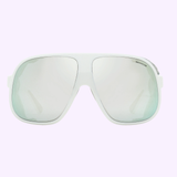 Oversized white Moncler Diffractor ML0206 24C 66 Unisex Injected Sunglasses with a shield-style frame and mirrored lenses.