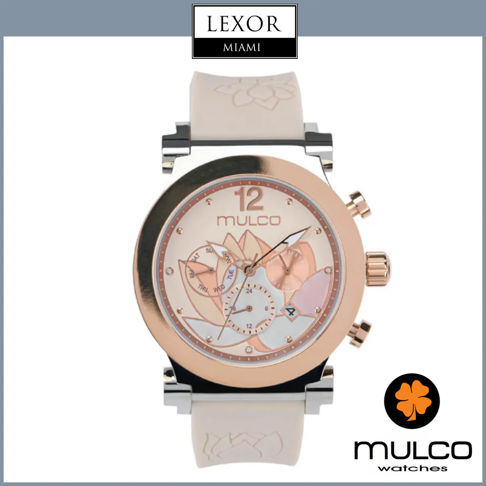 Mulco MW3 19001 111 La Fleur Lotus Beige Silicone Strap Women 