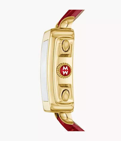Deco Sport 18K Gold-Plated Ruby Red Leather Watch