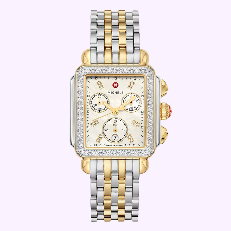 Michele MWW06A000796 Deco Two-Tone 18K Gold-Plated Diamond Women