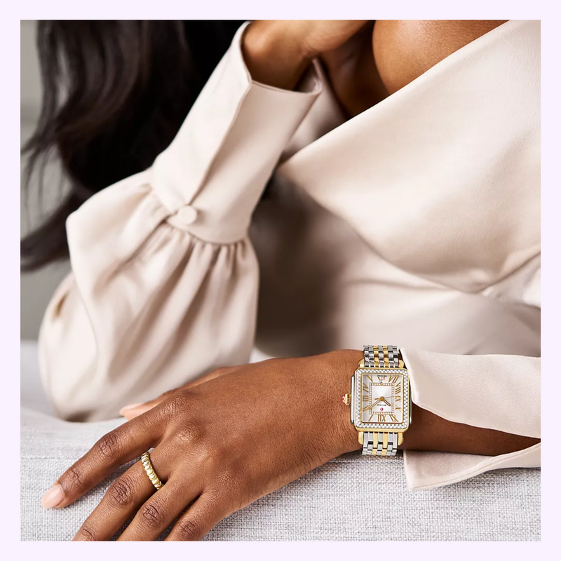 Reloj para mujer Michele MWW06T000144 Deco Madison con correa de acero inoxidable y diamantes en dos tonos
