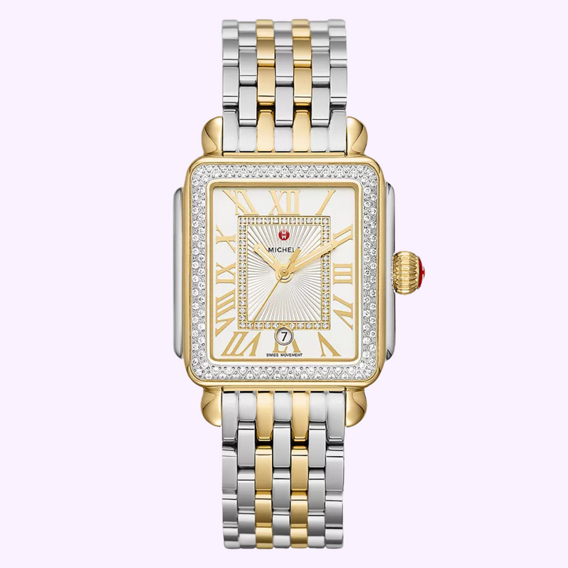Reloj para mujer Michele MWW06T000144 Deco Madison con correa de acero inoxidable y diamantes en dos tonos