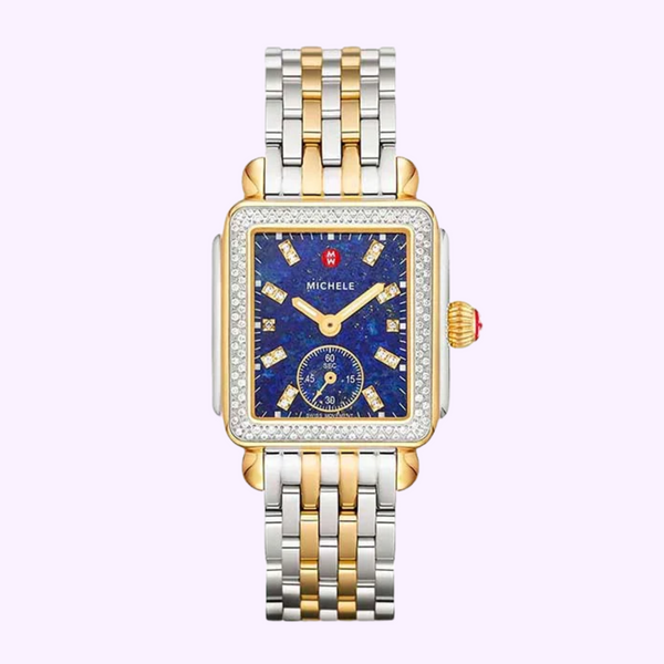 Reloj de acero inoxidable con diamantes en dos tonos Michele MWW06V000125 Deco Mid
