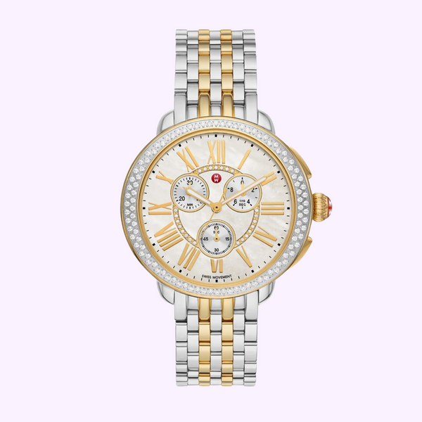 Reloj de diamantes bañado en oro de 18 quilates de dos tonos Michele MWW21A000069 Serein