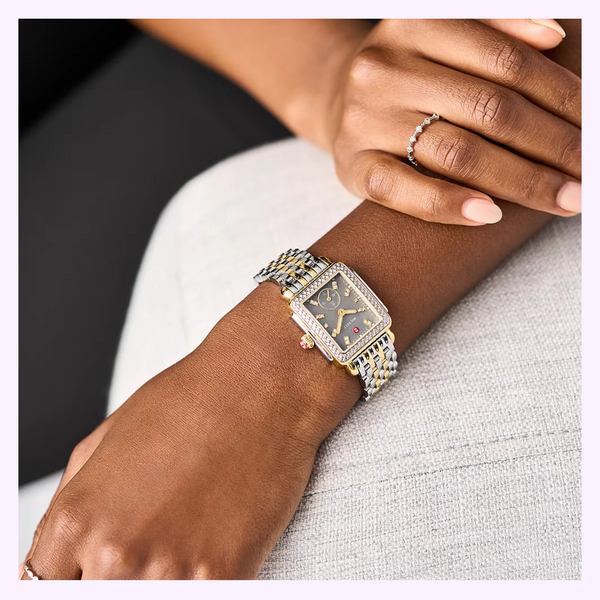 Michele Watches Deco Mid Two-Tone 18K Gold-Plated Diamond MWW06V000132