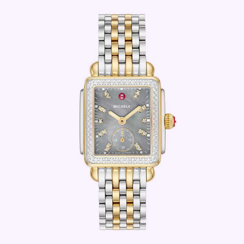 Michele Watches Deco Mid Two-Tone 18K Gold-Plated Diamond MWW06V000132