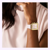 Michele Watches Deco Sport Chronograph Gold-Plated Pink Leather Watch MWW06K000068