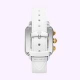 Michele Watches Deco Sport Chronograph Gold-Plated White Silicone Watch MWW06K000069