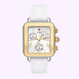 Michele Watches Deco Sport Chronograph Gold-Plated White Silicone Watch MWW06K000069