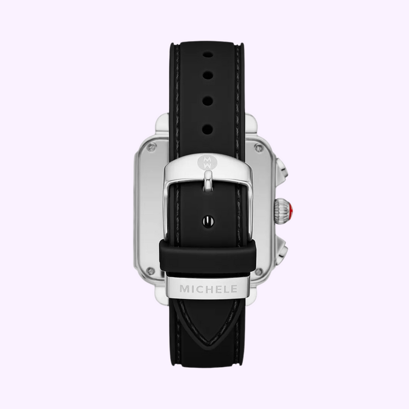 Michele Watches Deco Sport Chronograph Stainless Steel Black Silicone Watch MWW06K000071