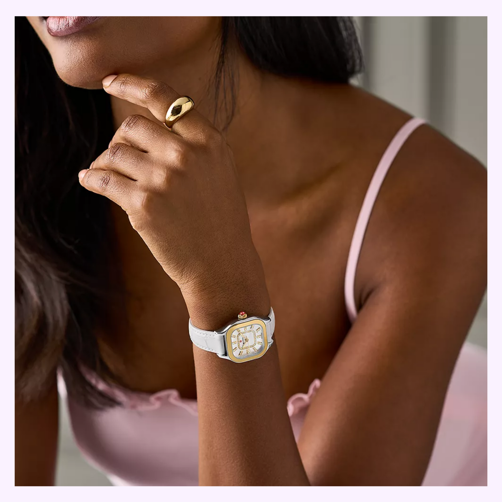 Michele Watches Meggie Two-Tone 18K Gold-Plated Diamond Dial Watch