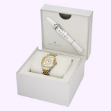 Michele Watches Meggie Two-Tone 18K Gold-Plated Diamond Dial Watch Gift Set MWW33B001SET