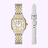Michele Watches Meggie Two-Tone 18K Gold-Plated Diamond Dial Watch Gift Set MWW33B001SET