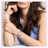 On Model View 2 Michele Watches Serein Oval Diamond Two-Tone 18K Gold-Plated Watch MWW21H000002