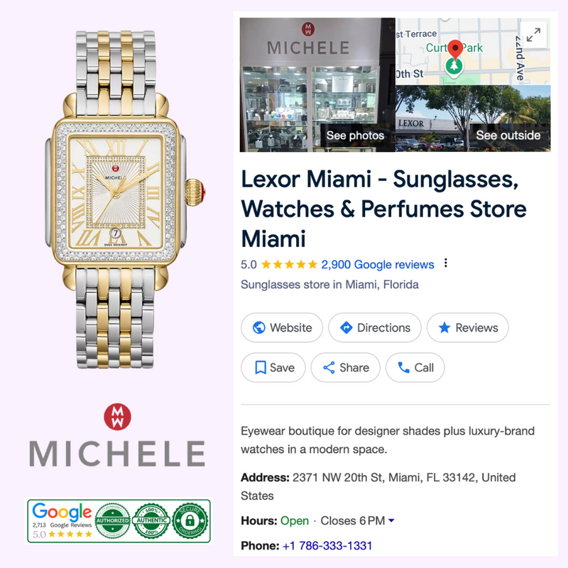 Reloj para mujer Michele MWW06T000144 Deco Madison con correa de acero inoxidable y diamantes en dos tonos