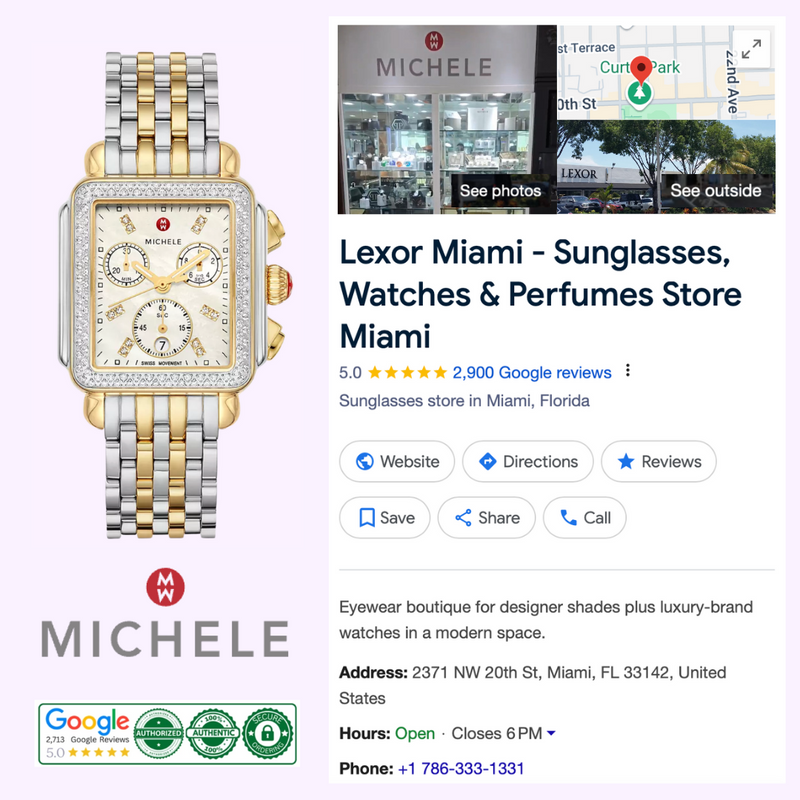 Michele MWW06A000796 Deco Two-Tone 18K Gold-Plated Diamond Women Watches